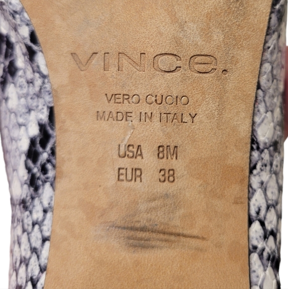 Vince Ralston Sahara Snake Print Leather Slip On Mule Women's Size 8 Block Heel - Picture 9 of 12